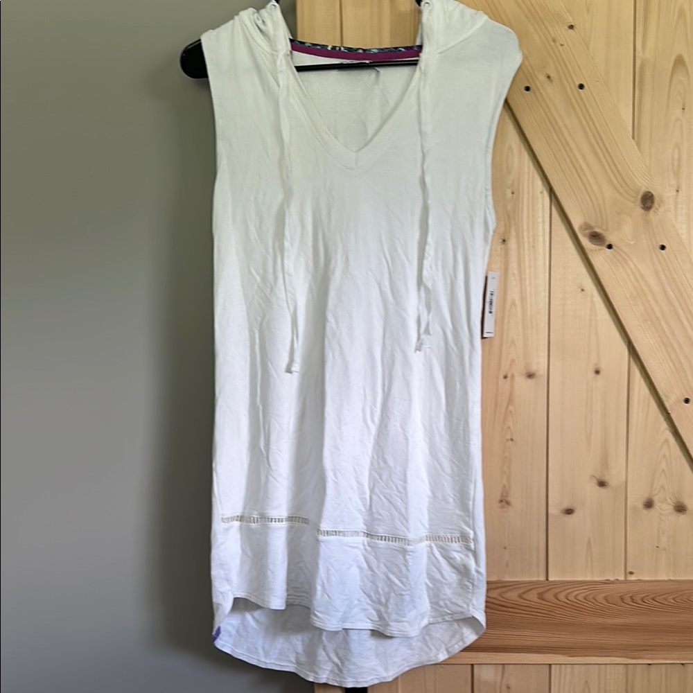 Vera Bradley White Sleeveless Hoodie Top